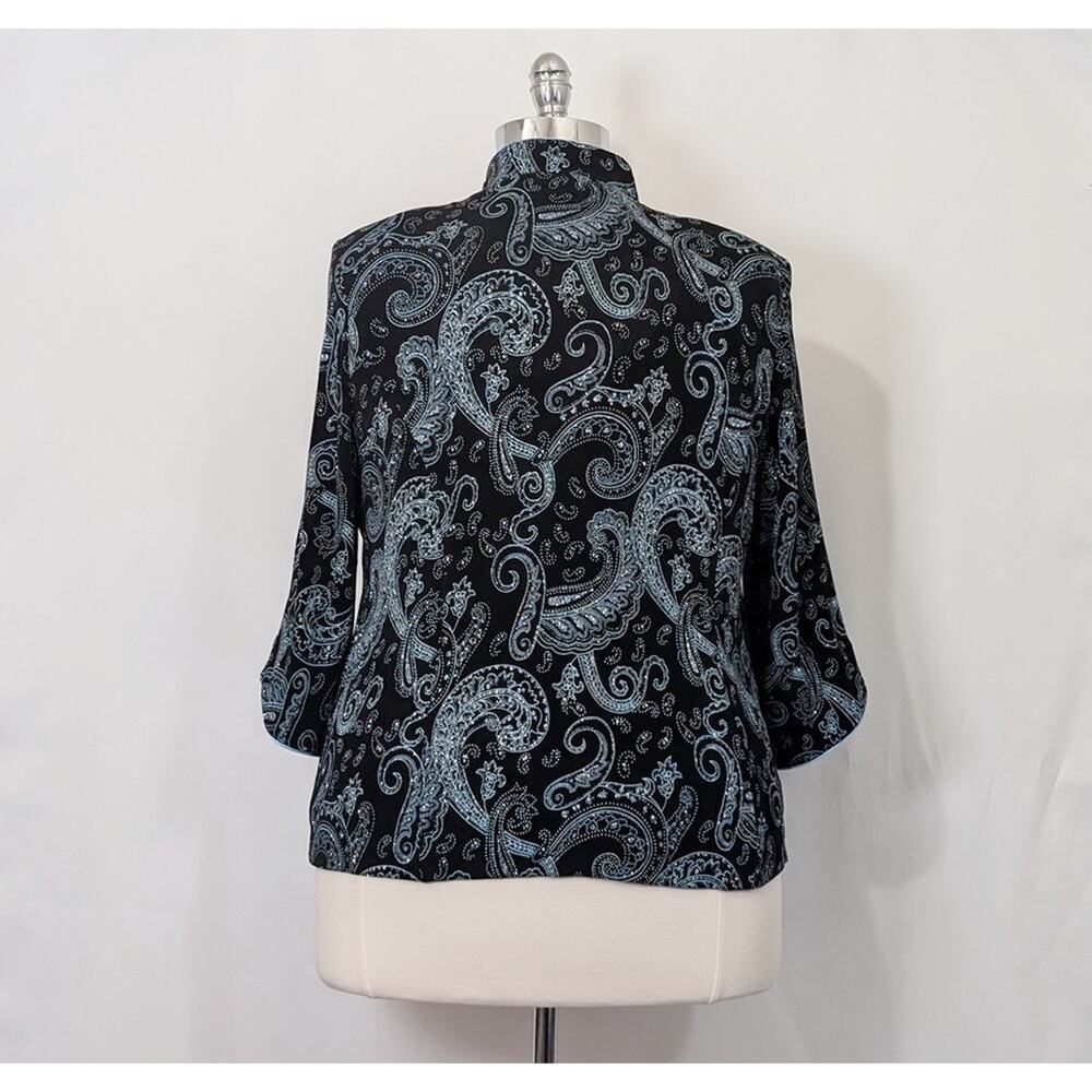 Alex Evenings 2 Piece Set Jacket Shell Black Blue Glitter Women's Size 2X - Picture 4 of 8